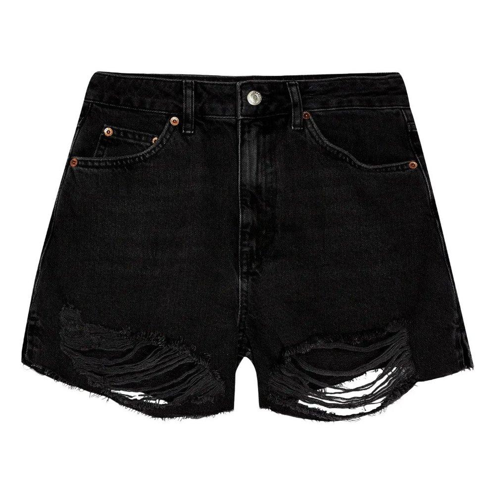 TopShop Split Super Rip Denim Shorts - Picture 2 of 11